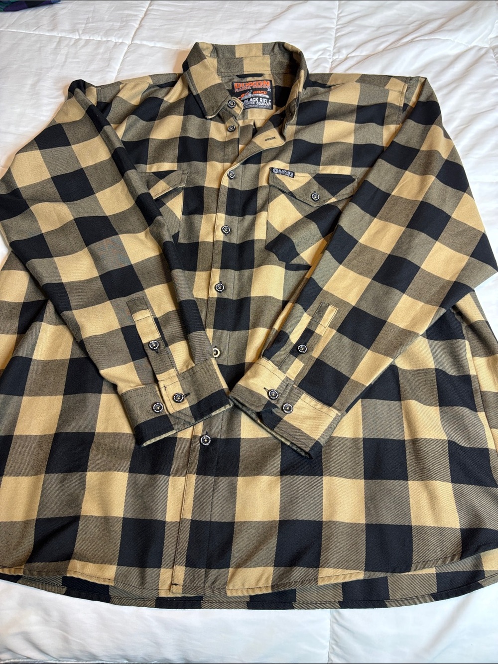 Men’s DIXXON Black Riffle Coffee Co. Black and Tan Button-Down Shirt Size 3XL
